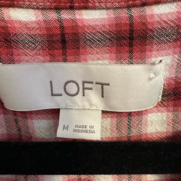 โค๏ธ BOGO Brick Red Plaid peasant style blouse Size Medium - Picture 3 of 10